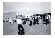 1950s Young Man Posing Outdoor Crowd Fairground Boardwalk Vintage Photo picture