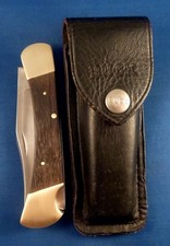 VTG BUCK 110 Pocket Knife INVERTED tang stamp 67-72 USA, Buck leather sheath picture