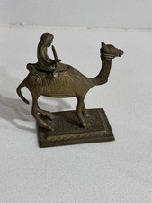 Vintage Brass Islamic Scripture Camel Rider Arabic picture