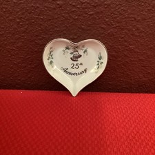 Lefton 25th Anniversary Handpainted Porcelain Heart Shaped Trinket Dish #2281 picture