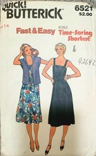 Vtg BUTTERICK 6521 PATTERN MISSES' Crop JACKET & DRESS Sz 14 Cut Complete Easy picture