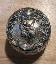 Antique Art Nouveau Foster Bailey Paul Virginia Sterling Silver Glass Powder Jar picture