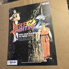 Original 1994 11- 8.5''  NEO GEO Art Of Fighting 2  arcade video game AD FLYER picture