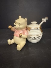 Vintage Lenox Winnie the Pooh Smackerel of Honey Pot Lid & Honey Dipper 24k Gold picture