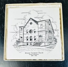 Mission Covenant Church Dassel, MN Commemorative Porcelain Tile 1879-1955 - 6x6