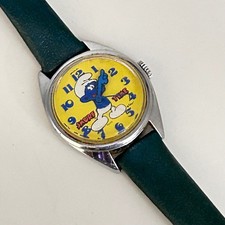 Vintage 1980s Bradley Smurf Time Watch Wallace Berrie Wind Up RUNNING picture