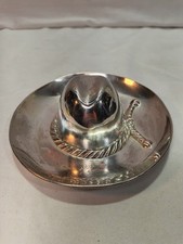 Vintage Silver Plate/Brass 1940's Cowboy Hat Ash Tray/Trinket dish Camel MIOJ picture