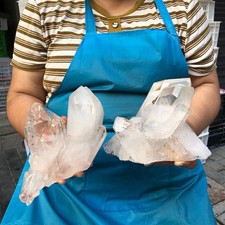 2pc 5.47LB  Natural White Clear Quartz Crystal Cluster Rough Healing Specimen picture