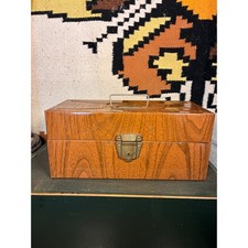 Ballonoff Metal Lock Box Unisex OS Brown Fair Faux Wood Grain Tool Storage picture