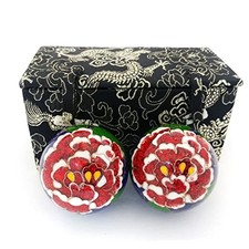 Top Chi Premium Peony Baoding Balls. Chiming Chinese Health Balls for Hand Th... picture