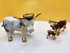 Bull figurine lot featuring vintage bull and calf porcelain with glossy... picture