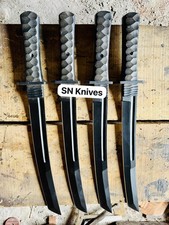 Lot of 4-Custom Handmade Carbon Steel Hunting Tanto Knives Camping W/Sheath picture