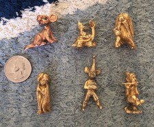 Vintage Magic Fantasy Brass Gold Tone Pewter Figurine Lot of 6 Pan Elf Gnome picture