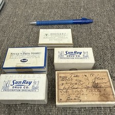 Lot 5 Vintage Pharmacy Prescription Boxes Rexall Sun Ray Koehler PA Drug Store picture
