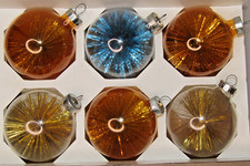 Lot Vintage Unsilvered Glass Pom Pom Filled Starburst BALL Christmas Ornaments picture