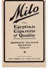 1910 Milo Egyptian Cigarette Surbrug Co New York Tobacco pre WWI Ad picture