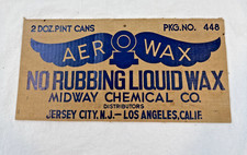 Vintage Aero Wax No Rubbing Liquid Wax Box side Sign Midway Chemical Co. LA Cali picture