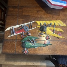 Vintage Sexton Cast Metal USA  Airplane Wall Art Lot Of 4 picture
