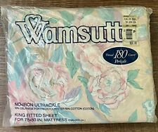 Vintage Wamsutta Ultracale King Fitted Sheet No-Iron Cabbage Rose NEW picture