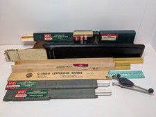 Vintage K&E Leroy Lettering Toolset, Slide Ruler and Leather Case, Paragon Ruler picture