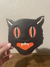 Vintage Halloween 1940’s H.E. Luhrs Embossed Black Cat Die Cut picture