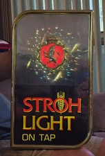 Vintage Stroh Light On Tap Illuminated Prestige Back Bar Sign WORKS Star Strobe picture