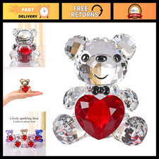 Crystal Teddy Bear Figurine with Red Heart - Cute Collectible Animal Gift for Bi picture