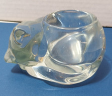 Vintage Indiana Glass Cat Napping Kitty Candle Votive Holder Clear Glass picture