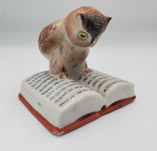 Vintage Drasche Kobanyai Wise Owl on Tome figurine Hungary w Chip at front base picture