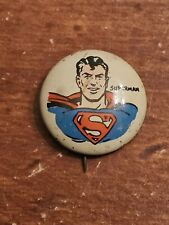 Vintage 1946 SUPERMAN Comics Characters Cereal Kellogg's PEP Pinback Button Pin picture