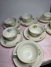 Vintage MZ Czechoslovakia Floral Teacup saucer Set of 7 picture