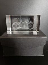 BMW Motorcycle Glass Cube Block Paperweight 1923 R32 picture