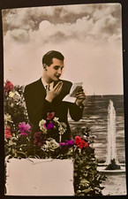 Vintage Mexican RPPC Romantic Man Reading Love Letter Hand Colored Flowers Kodak picture