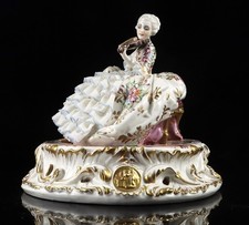 Nice Antique Luigi Fabris porcelain Large Figurine noblewoman playing the violin picture