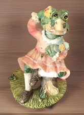 Vintage Unique Frog Lady Figurine Unmarked Resin Rustic Collectible picture