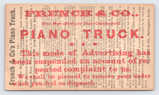 c1874 French & Co Piano Truck Postal Card Davenport IA Advertising to Ludlow VT picture