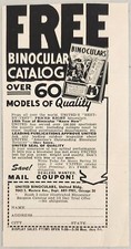 1952 Print Ad United Binoculars 60 Quality Models Chicago,Illinois picture
