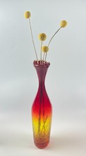 Vintage Blenko 64B tangerine crackle glass bud vase 11