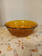 Vintage Amber Brown Glass Bowl Floral &  Sunburst Design 7.5” Opening 3” Tall picture