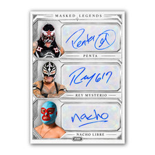 Custom Penta Rey Mysterio Nacho Libre Faux Triple Autograph Trading Card picture