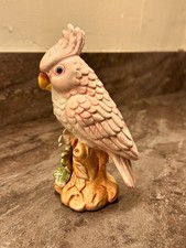 Vintage Porcelain or Majolica Cockatoo Made in Italy - Floral 6 inch  picture