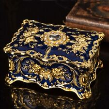 SANKYO BLUE TIN ALLOY  RECTANGLE MUSIC BOX : CAN'T HELP FALLING IN LOVE picture