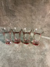 1930S Federal Company Shot Glass Lot Of Four Clear With Ruby Stain Base picture
