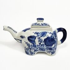 Vintage Blue and White Porcelain Elephant Teapot 8