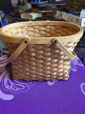 Woven Large Picnic Basket Rectangle With Handles 16”x 12” x 10” picture