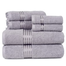 Lavish Home 6 Piece Bathroom Towel Set 625GSM 100% Cotton Gray picture