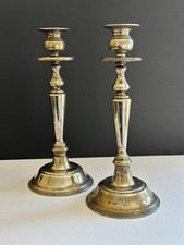 Pair Silver plate Candleholders Wm. Rogers & Son 11” Vtg Grannycore Maximalist picture