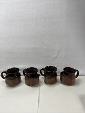Set Of 4 Brown Mugs With Tea Bag Holder  (DESIGN NOT UNIFORM,PLEASE SEE PHOTOS) picture