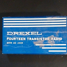 Drexel Fourteen 14 Transistor Radio w/ AC Jack, Blue, w/ Original Box picture