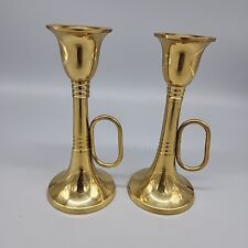 Vintage Interior Accents Gold Tone Trumpet Candlesticks 2 Piece Set 5.5